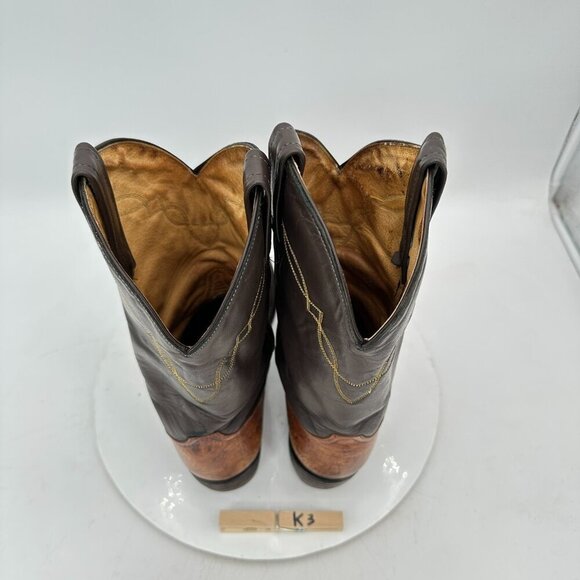 Tony Lama Men Size 9D Brown Colorblock Leather Roper Western Cowboy Boot - Picture 9 of 11
